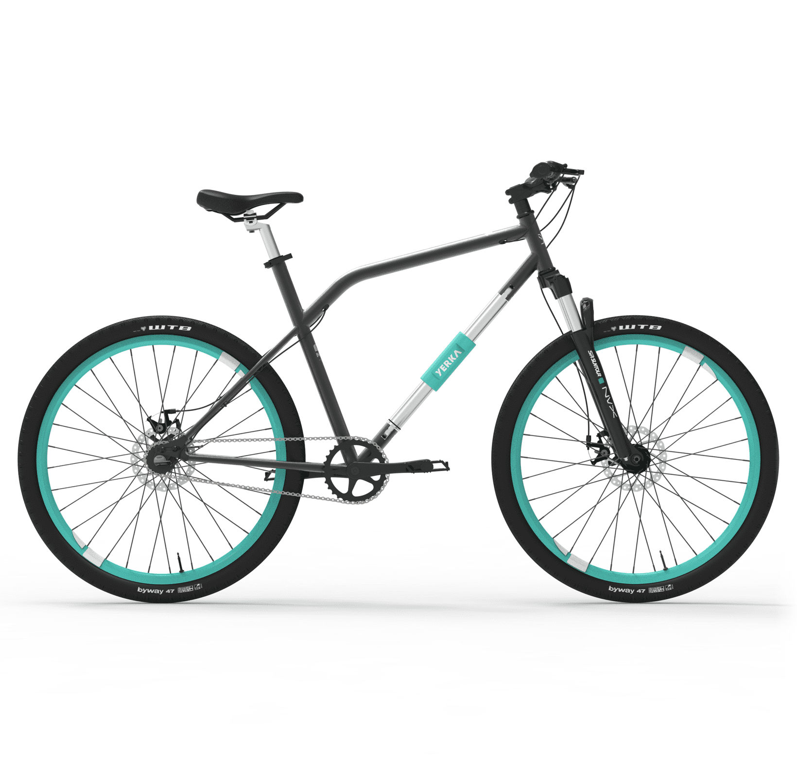 YERKA V4 [Turquesa M/L + Suspensión] -mejor-bicicleta-antirrobo-urbana-diseño-chile-hibrida-aro-28-29-candado-integrado-online