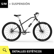 YERKA V4 [Negra S/M + Suspensión] DE -mejor-bicicleta-antirrobo-urbana-diseño-chile-hibrida-aro-28-29-candado-integrado-online