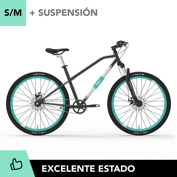 YERKA V4 [Turquesa S/M + Suspensión] -mejor-bicicleta-antirrobo-urbana-diseño-chile-hibrida-aro-28-29-candado-integrado-online